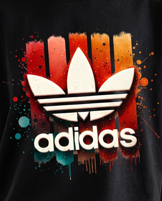 Camiseta Adidas Trefoil Splatter Paint - detalle estampado close-up