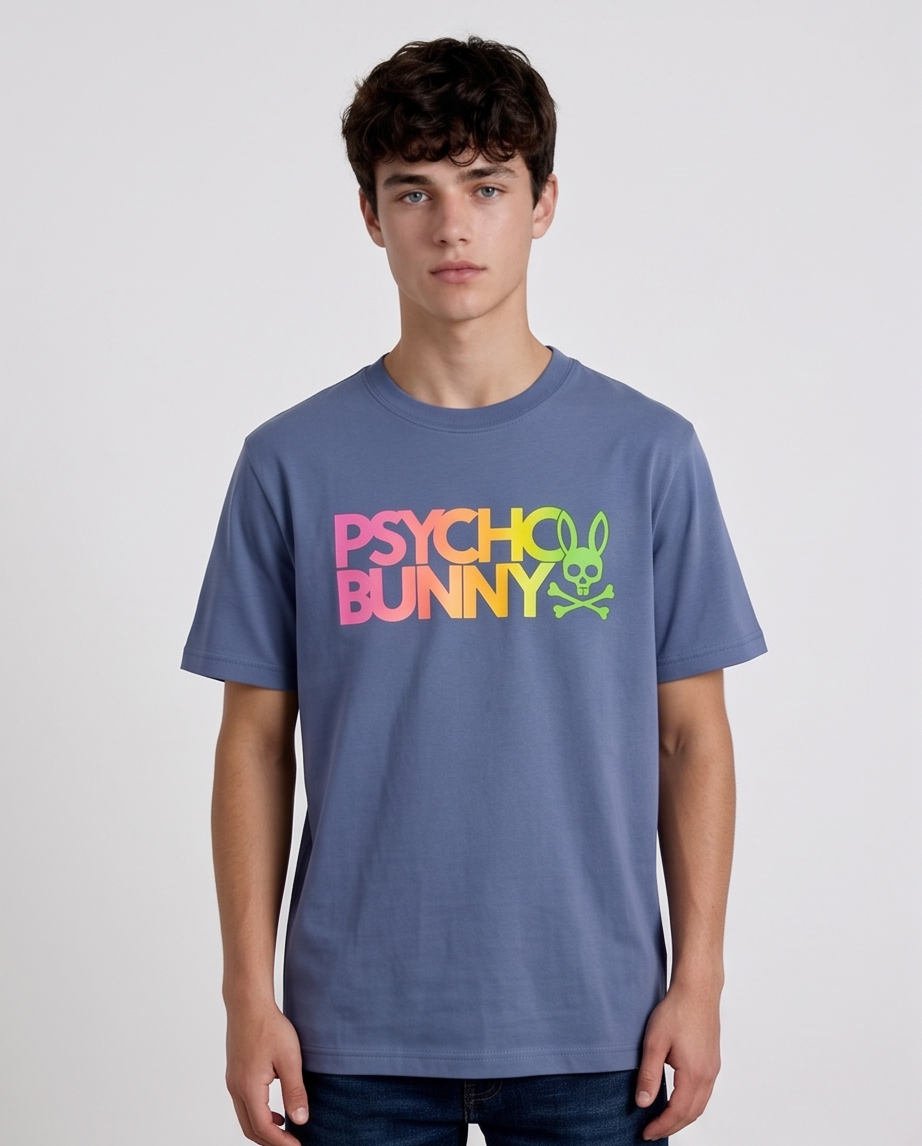 Camiseta Psycho Bunny Azul Acero look frente