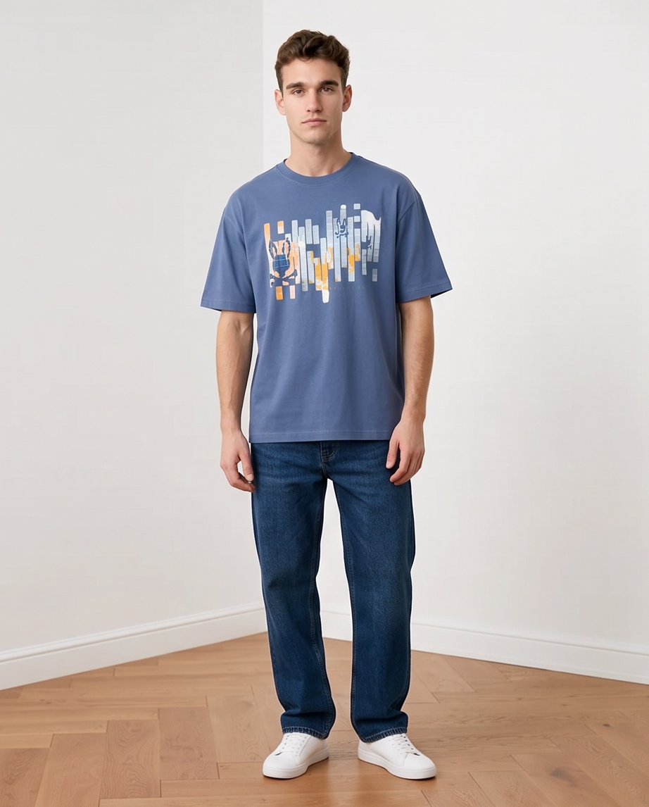 Camiseta Psycho Bunny Azul Acero look frente