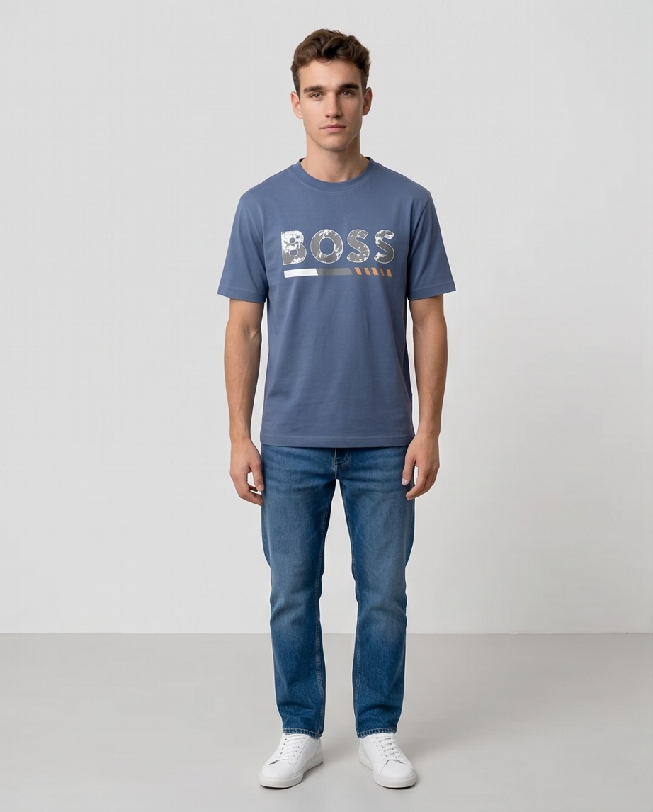 Camiseta Hugo Boss Azul Acero look completo frente