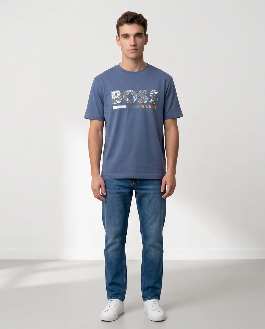 Camiseta Hugo Boss Azul Acero look completo