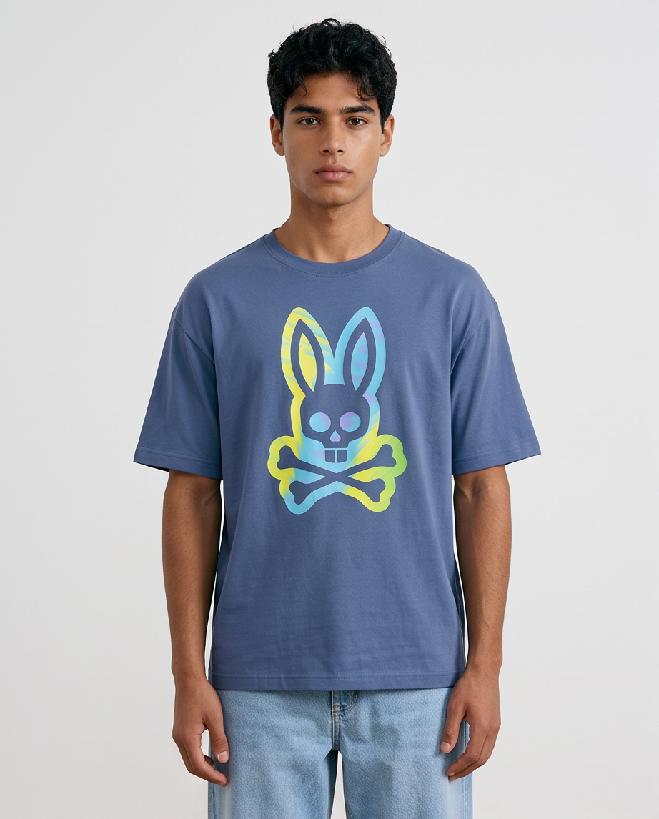 Camiseta Psycho Bunny Azul Acero frente