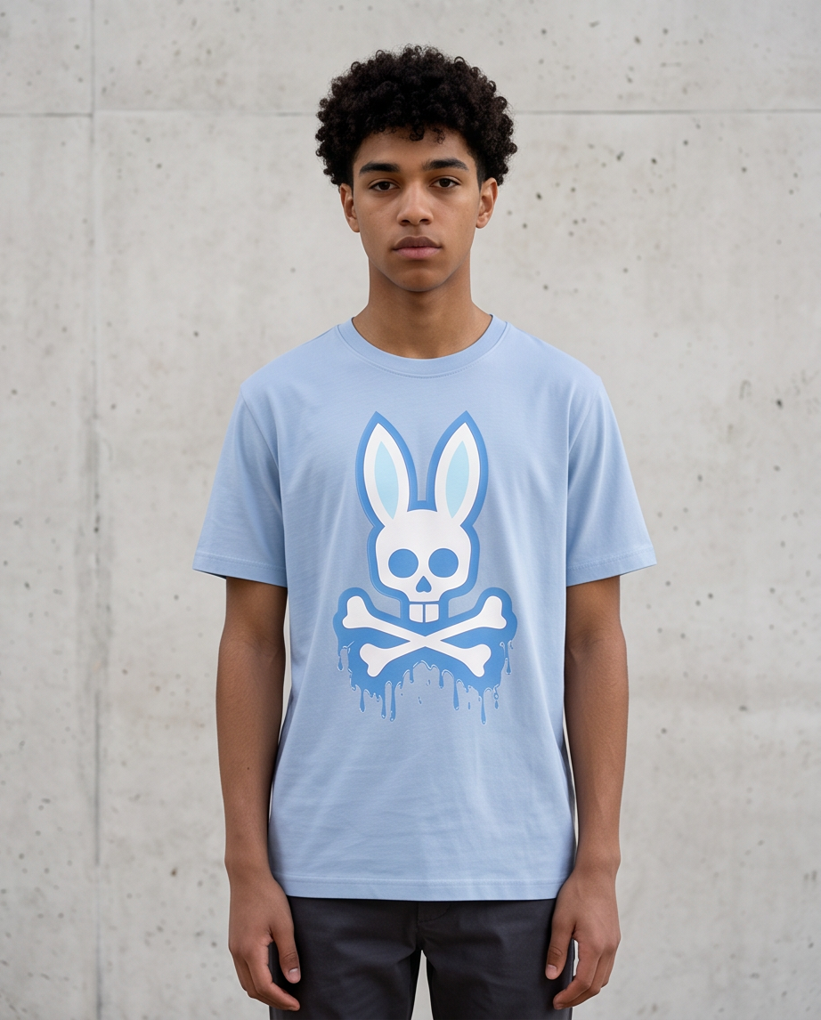 Camiseta Psycho Bunny Azul Cielo frente