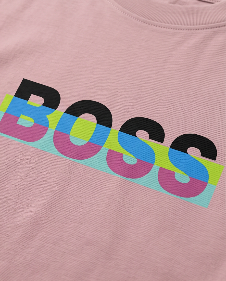 Detalle estampado BOSS franjas multicolor azul verde lima fucsia