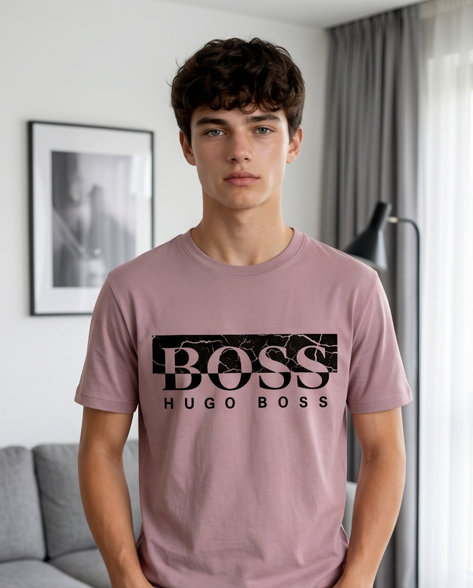 Camiseta Hugo Boss BOSS Marble Cracked Rosa Palo look urbano