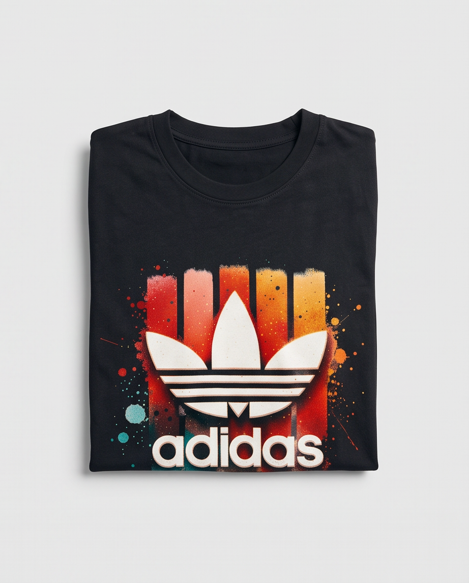 Camiseta Adidas Originals Negro Oversize doblada