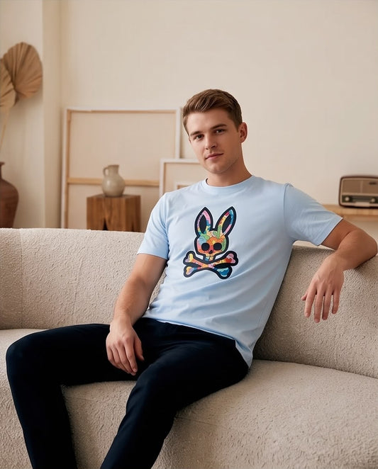 Psycho Bunny Camiseta Graphic Bunny Azul Cielo