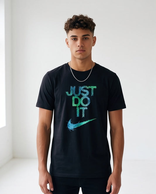 Camiseta Nike Just Do It Turquesa Negra Hombre - Manga Corta Algodón