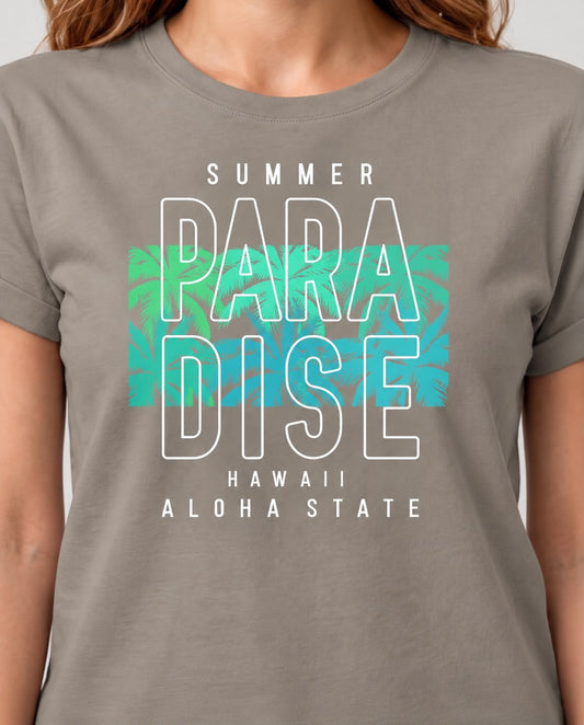 Camiseta Mujer Summer Paradise Hawaii Verde Cromo