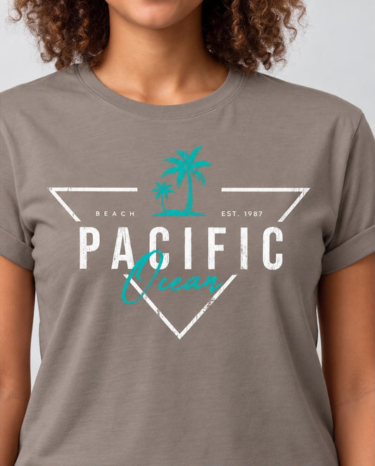 Camiseta Mujer Pacific Ocean Palmeras Verde Cromo