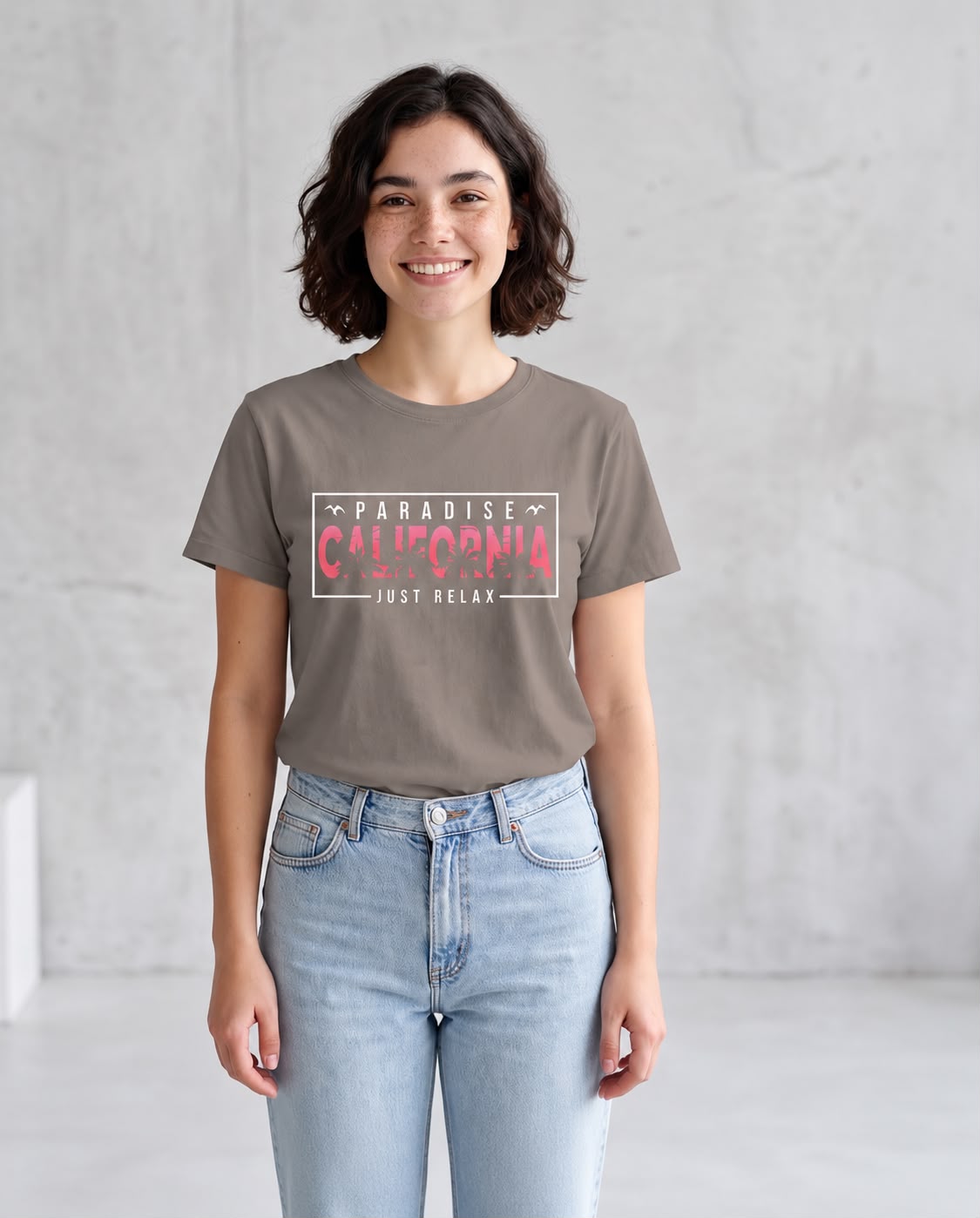 Camiseta Mujer California Paradise Just Relax Verde Cromo