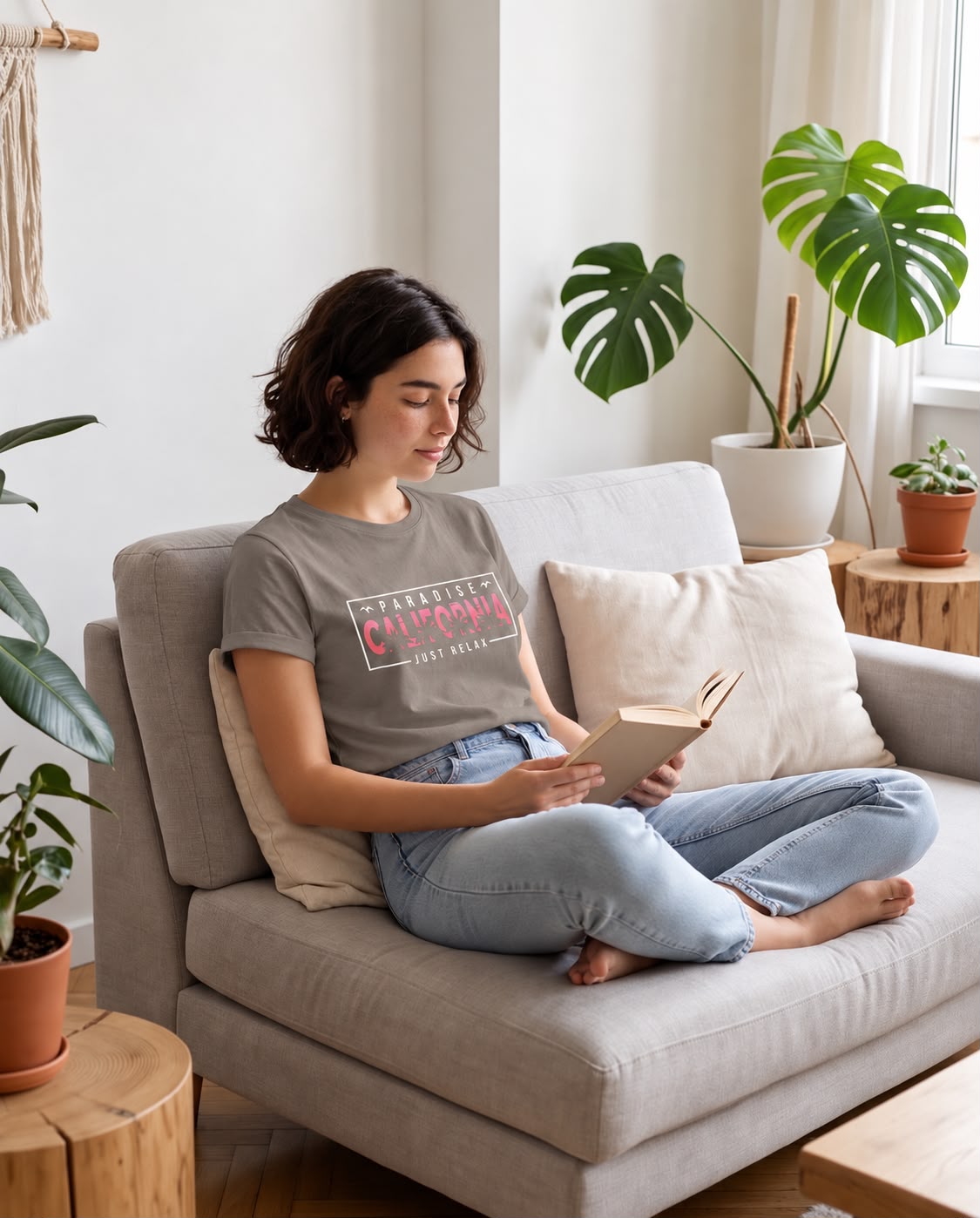 Camiseta Mujer California Paradise Just Relax Verde Cromo