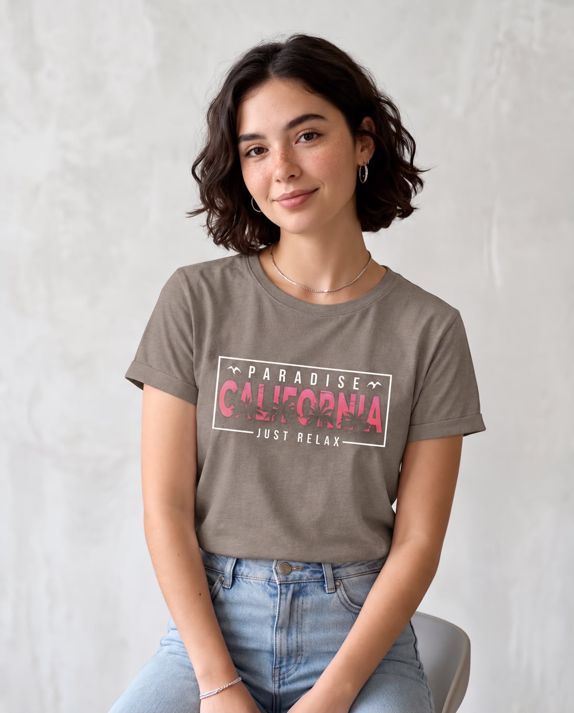 Camiseta Mujer California Paradise Just Relax Verde Cromo