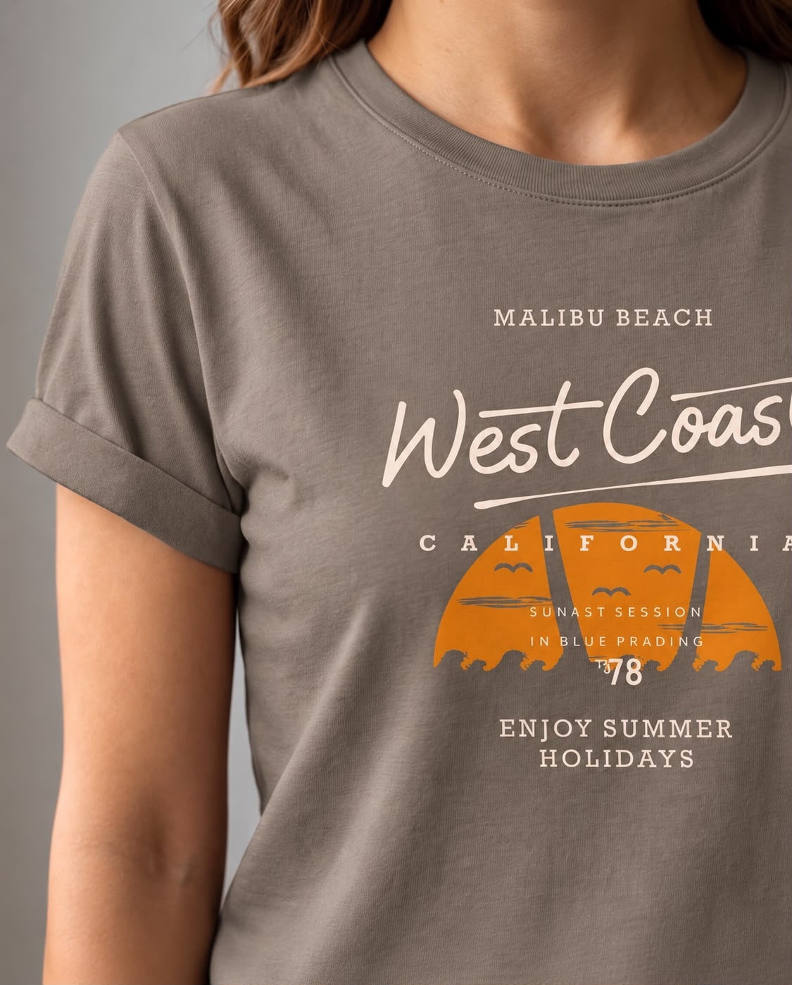 Camiseta Mujer Malibu Beach West Coast Atardecer Verde Cromo