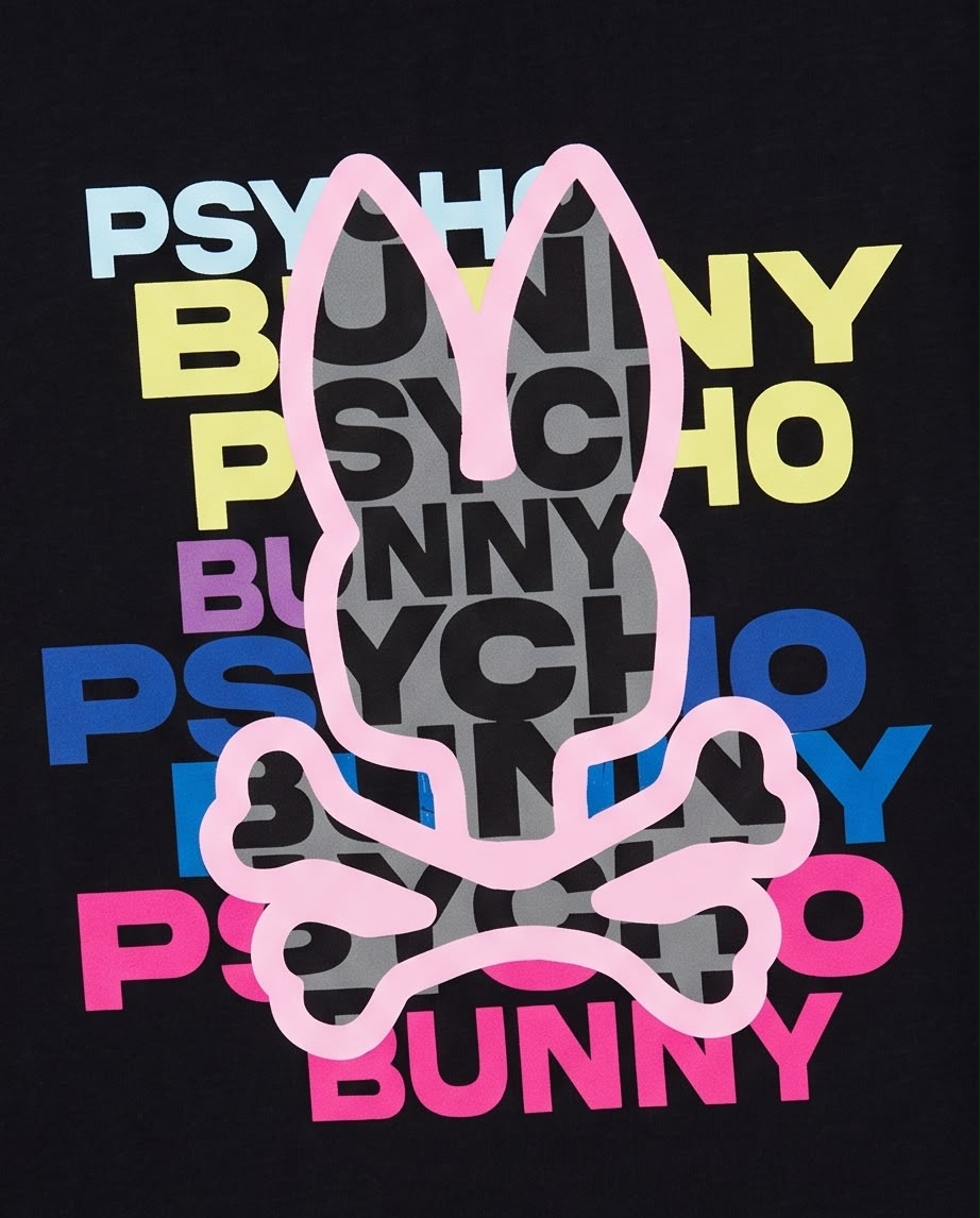 Detalle estampado Psycho Bunny Wordmark Stack Multicolor