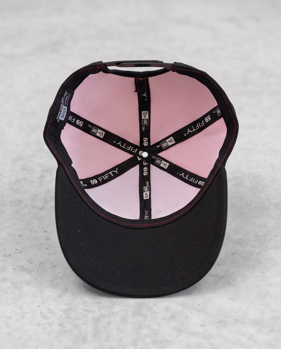 Gorra New Era 59FIFTY LA Dodgers Rojo Negro interior forro rosa cintas 59FIFTY