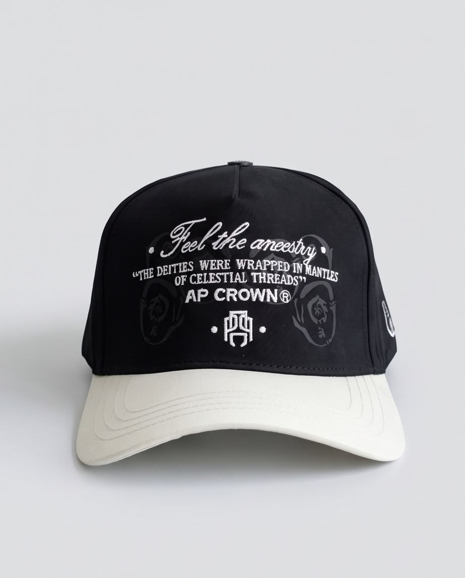 Gorra AP Crown Negra - Lifestyle en manos visera beige