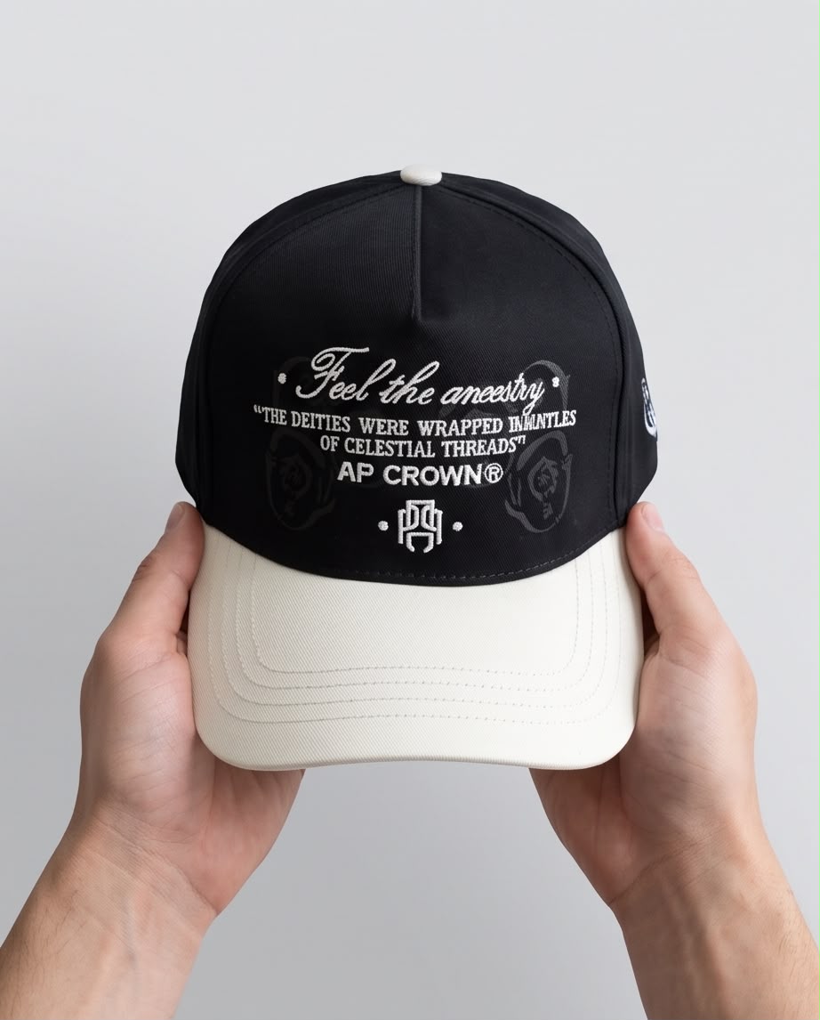 Gorra AP Crown Negra - Interior full-print y visera beige