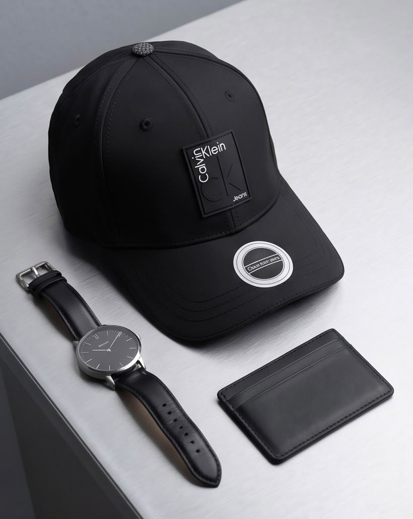 Gorra Calvin Klein Jeans Negra - Detalle close-up parche PVC cuadrado CK
