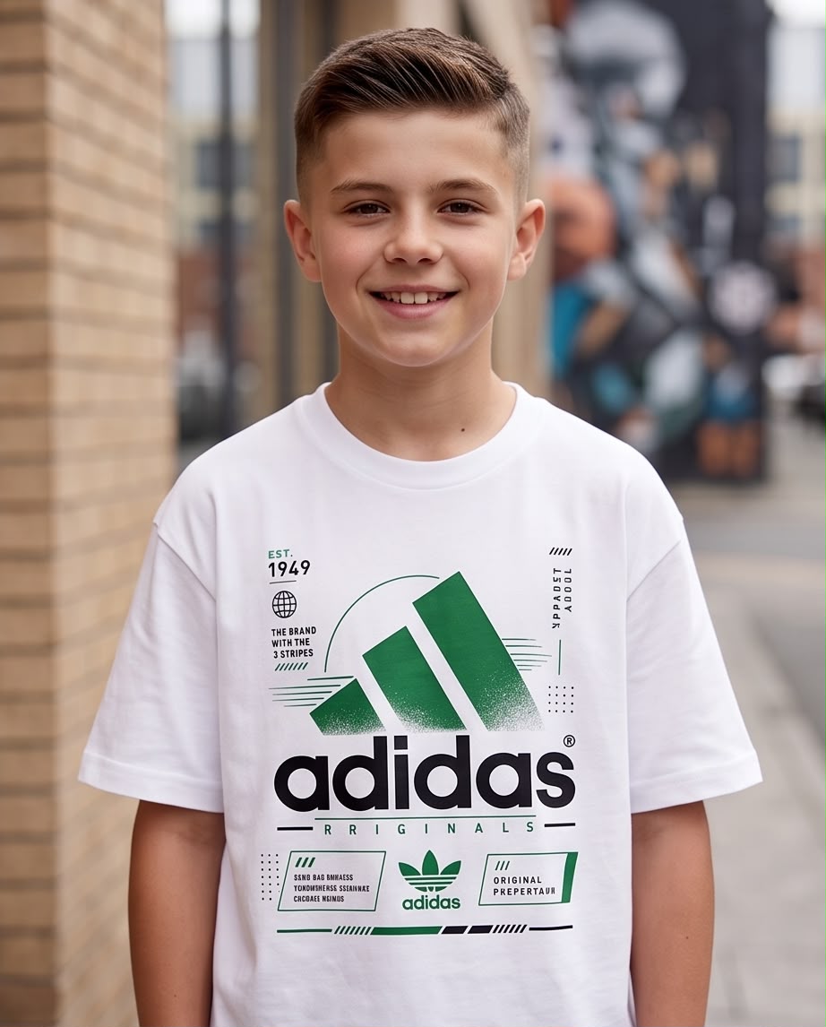 Camiseta Adidas Originals Niños EST. 1949 Blanca - Lifestyle frontal niño