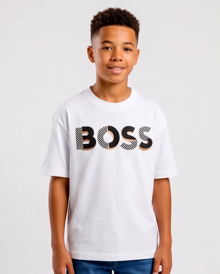 Camiseta Hugo Boss Niños BOSS Diagonal Stripes Blanca - Lifestyle skatepark