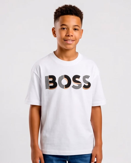 Camiseta Hugo Boss Niños BOSS Diagonal Stripes Blanca - Lifestyle skatepark