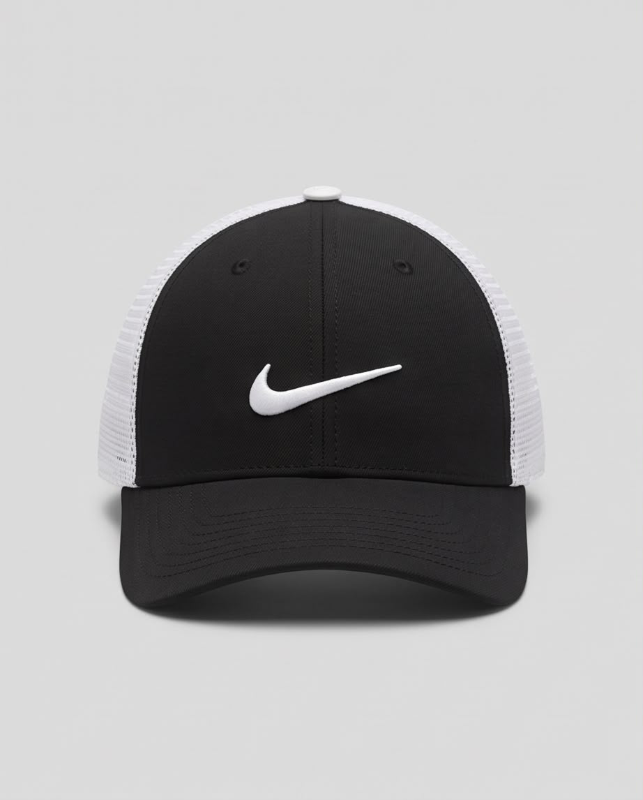 Gorra Nike Heritage 86 negra y blanca vista lateral