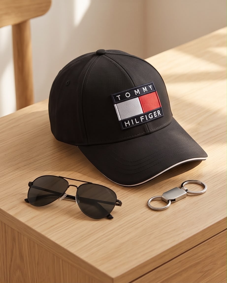 Gorra Tommy Hilfiger negra vista lateral