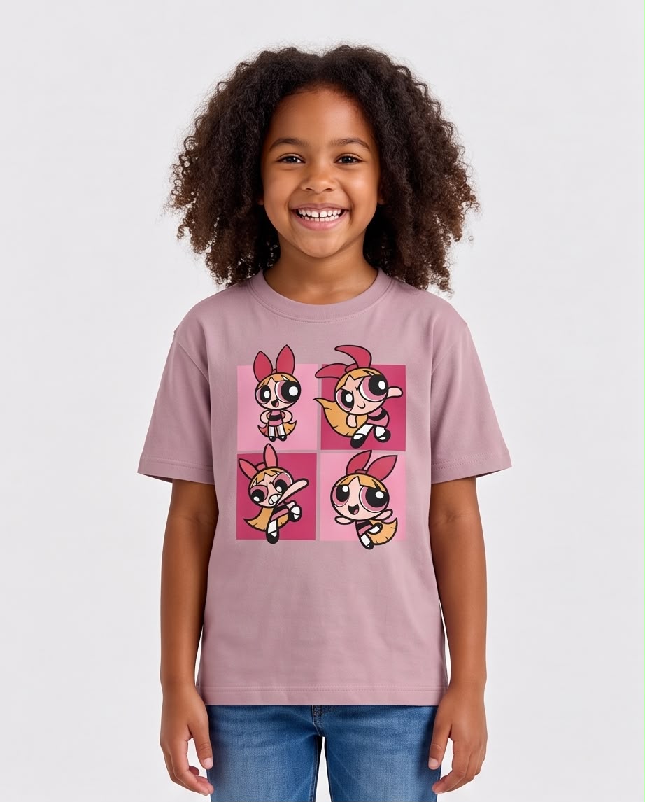 Niña caminando con camiseta Bombón Rosa Vieja