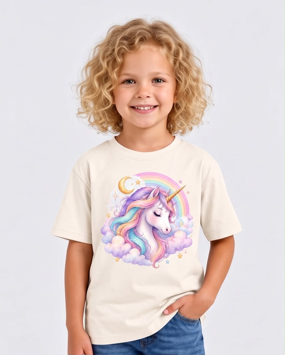 Camiseta Vainilla de unicornio entre nubes, vista frontal