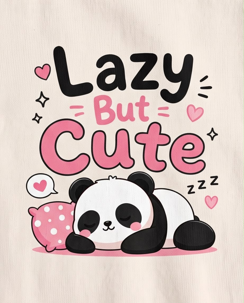 Niña con camiseta Vainilla de panda Lazy But Cute, vista frontal