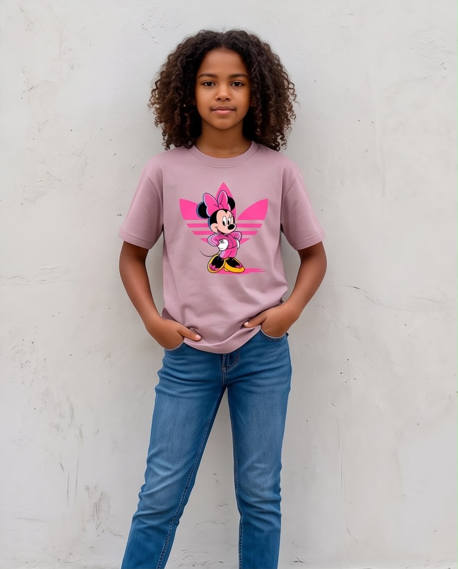 Vista de cuerpo completo de camiseta Minnie trébol Rosa Vieja