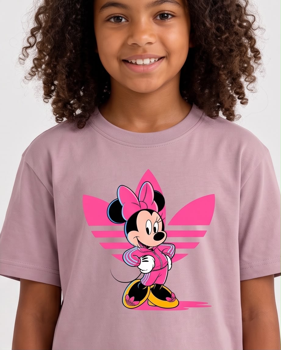 Niña con camiseta Minnie trébol Rosa Vieja en exterior