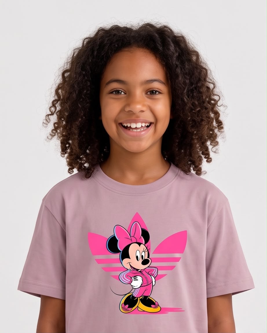 Detalle de estampado Minnie y trébol rosa
