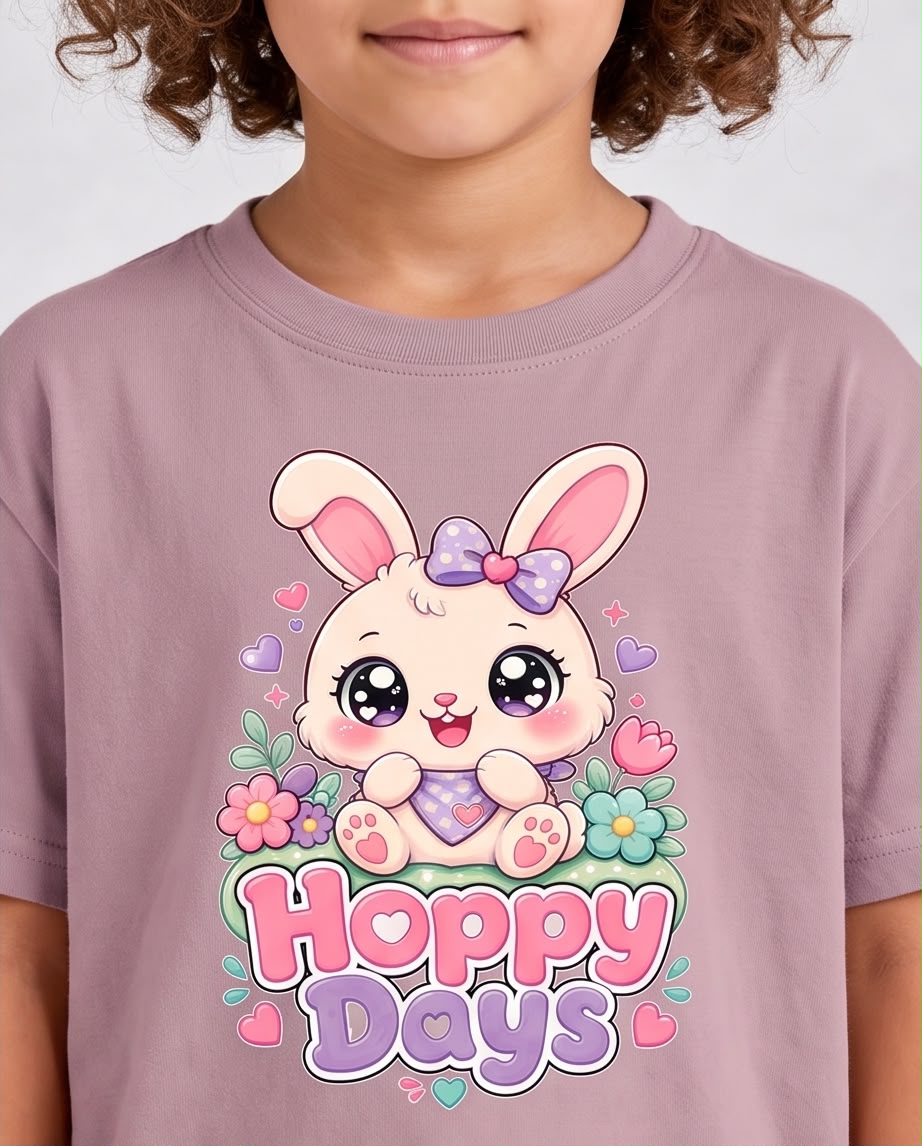 Detalle de estampado conejita Hoppy Days Rosa Vieja