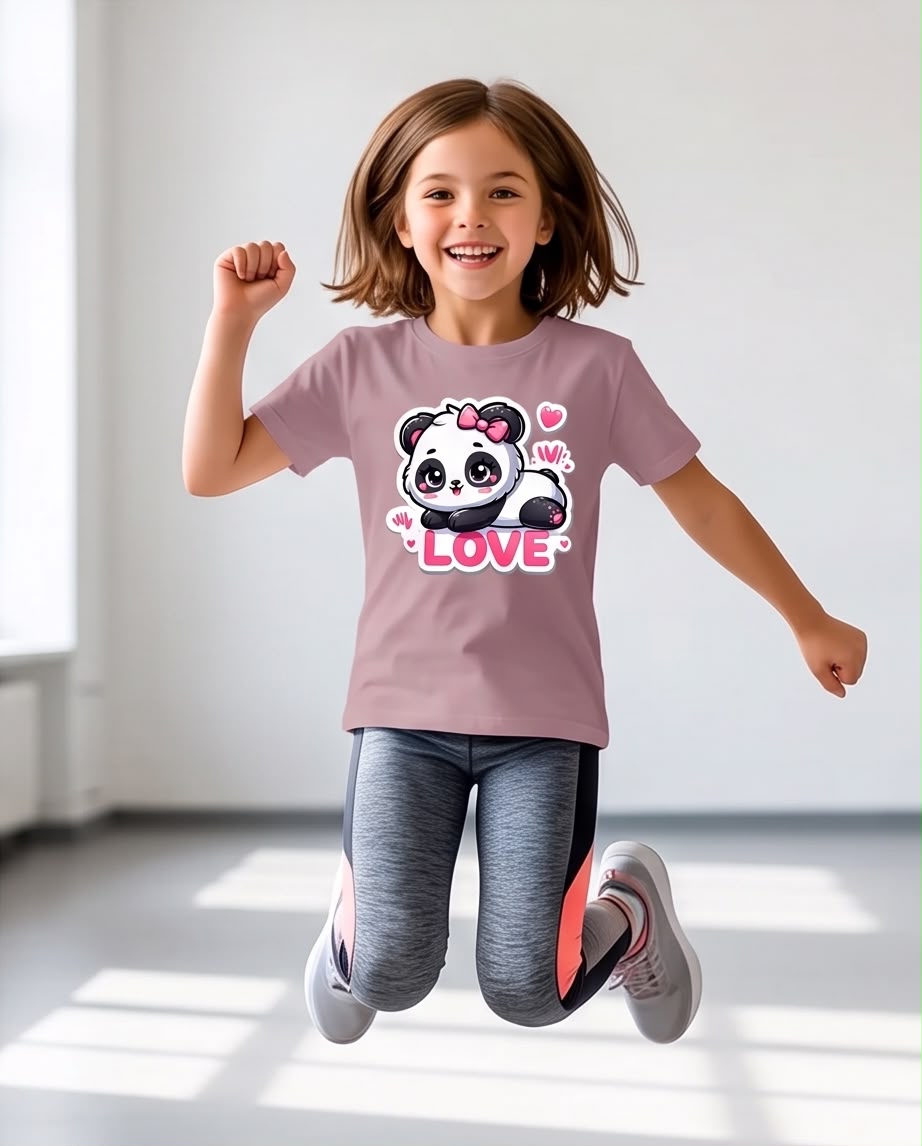 Vista frontal de camiseta Pandita con Lazo Love Rosa Vieja
