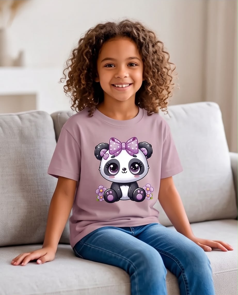 Vista lateral de camiseta Pandita Lazo Lila Rosa Vieja