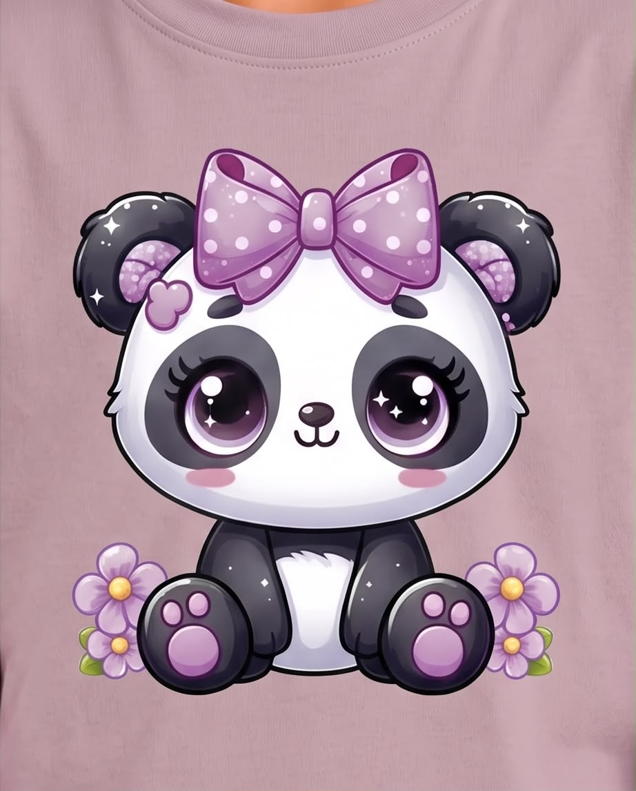 Vista frontal de camiseta Pandita Lazo Lila Rosa Vieja