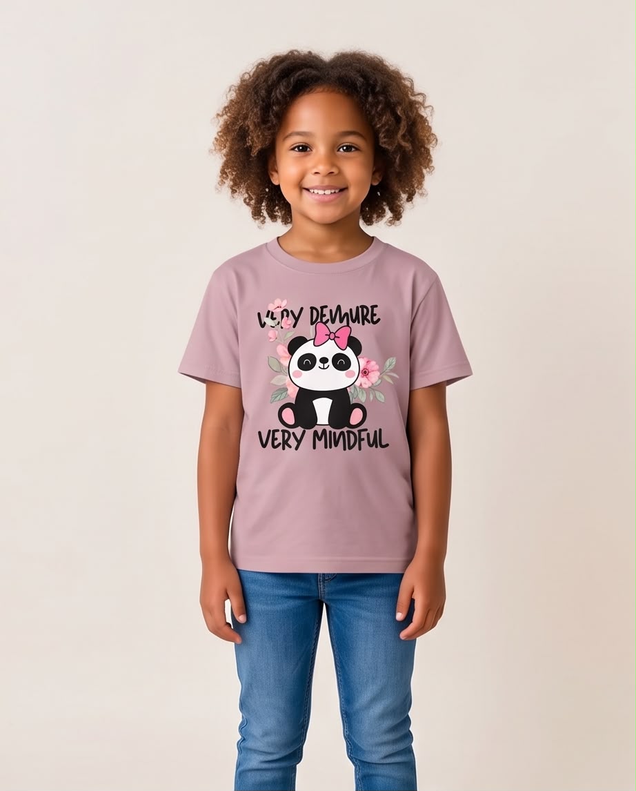 Vista de cuerpo completo de camiseta Pandita Very Demure Rosa Vieja