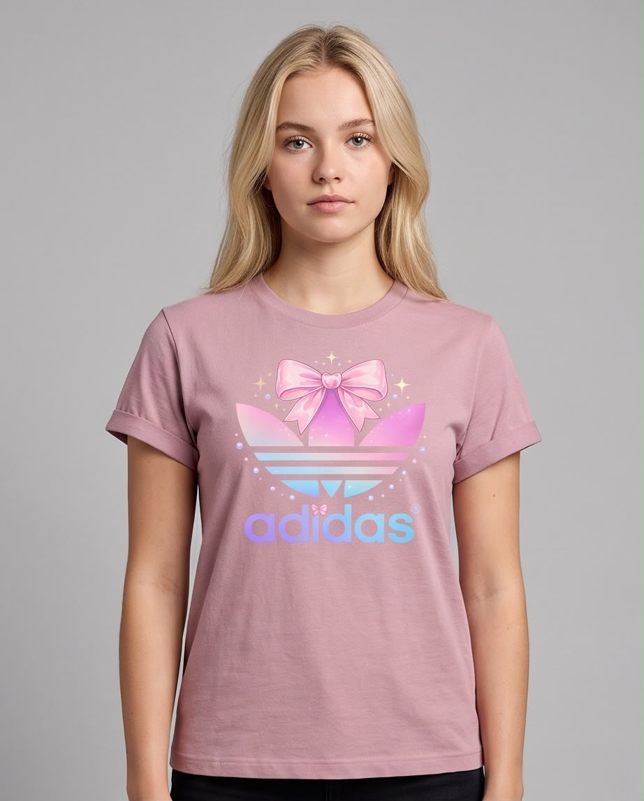 Camiseta rosa viejo de mujer adidas lazo pastel en exterior