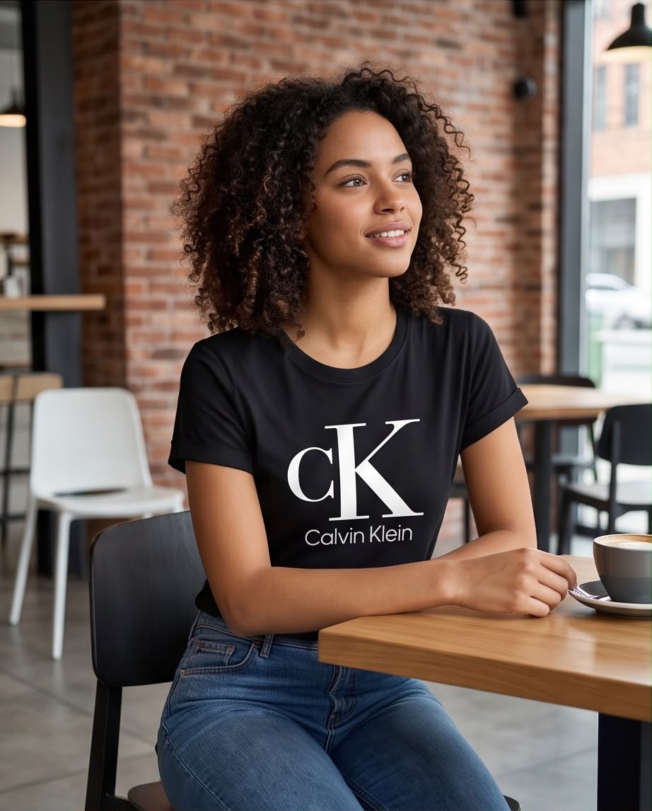 Detalle del monograma cK blanco y texto Calvin Klein