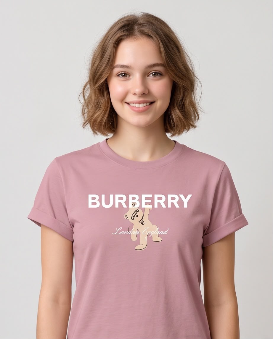 Camiseta rosa viejo Burberry oso beige, vista frontal