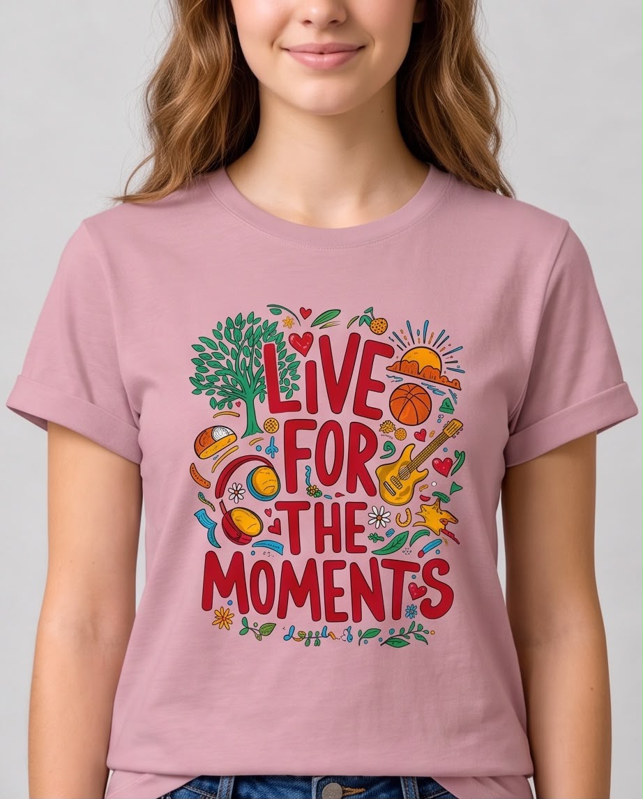 Camiseta rosa viejo de mujer Live For The Moments, vista frontal