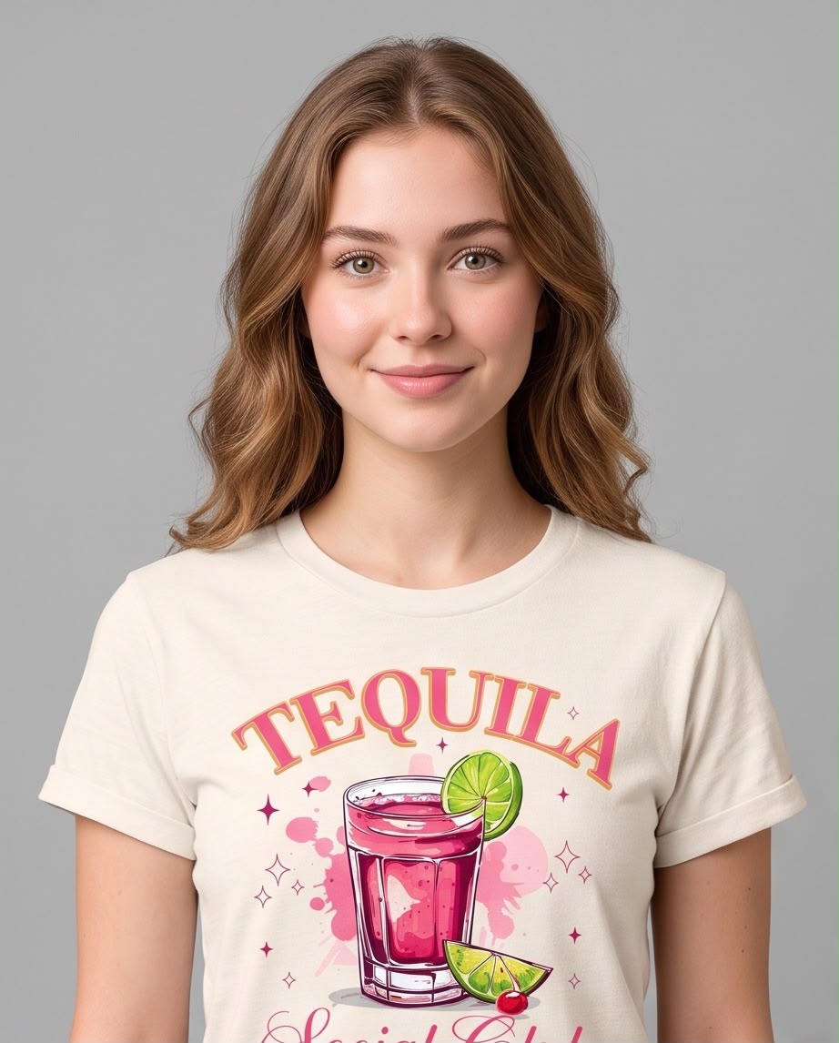 Camiseta vainilla con gráfico Tequila Social Club, vista frontal