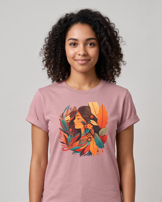 Camiseta rosa viejo mujer tropical vista frontal