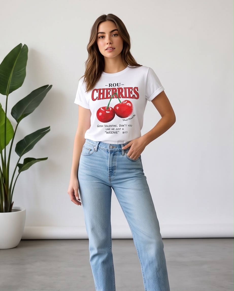 Camiseta blanca Rou Cherries cerezas look completo