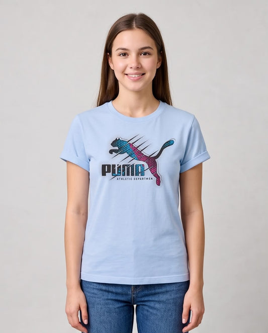 Camiseta azul claro Puma Athletic Department vista frontal
