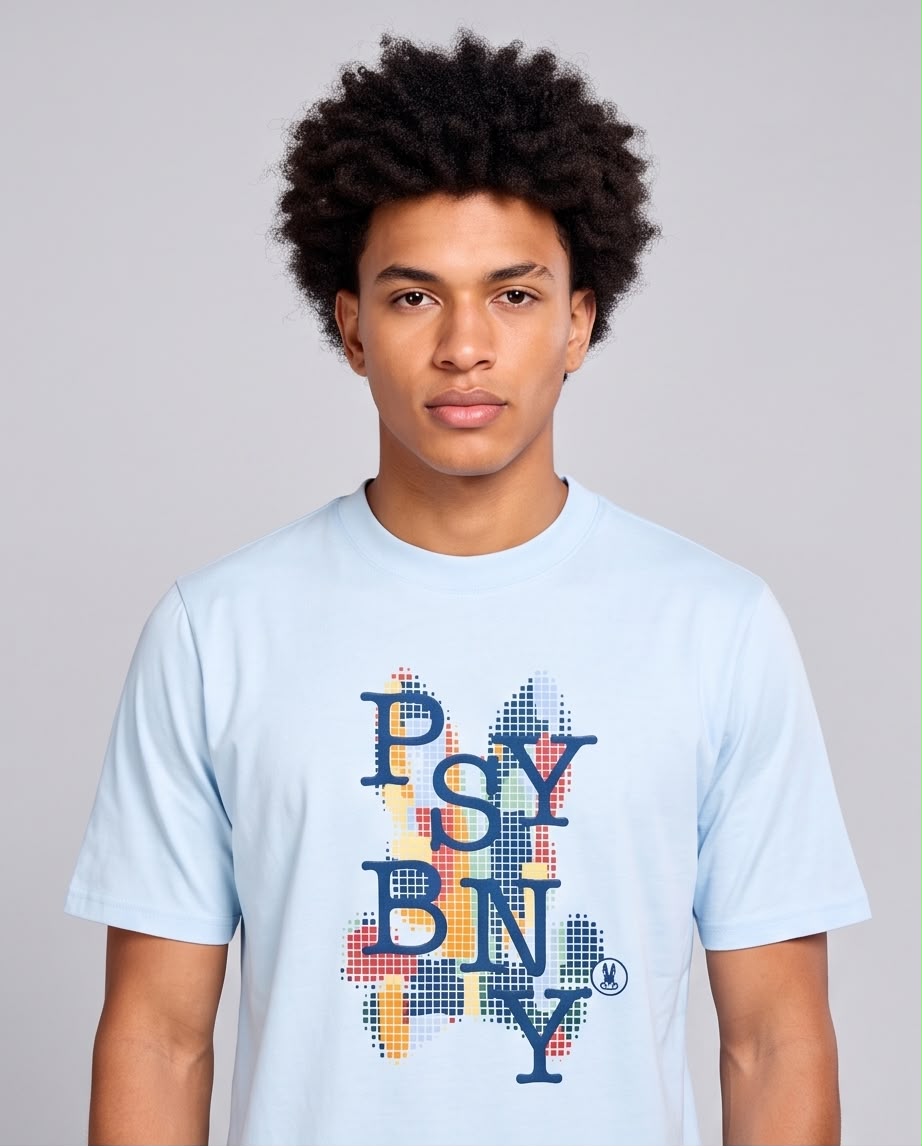 Camiseta Psycho Bunny azul claro, vista lateral