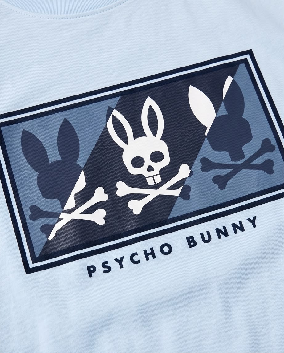 Camiseta Psycho Bunny Triple Conejo azul claro, vista lateral