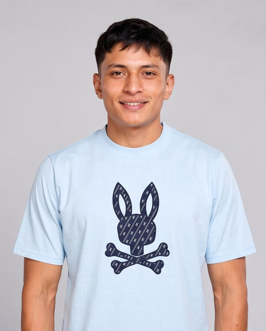 Camiseta Psycho Bunny Conejo Monograma azul claro, vista frontal